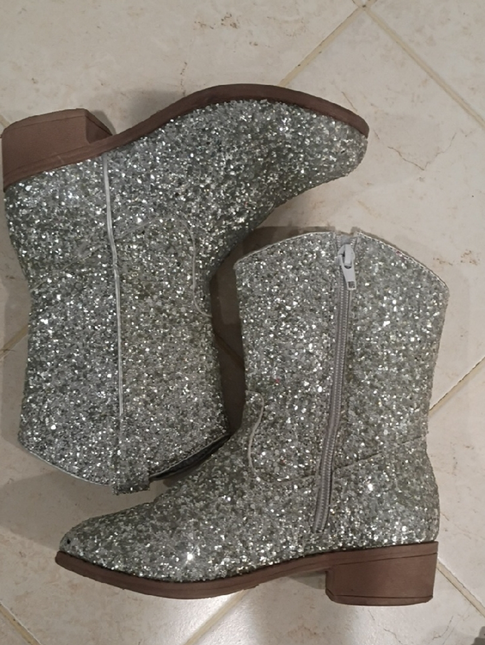 Josmo Silver Glitter Kids Boots